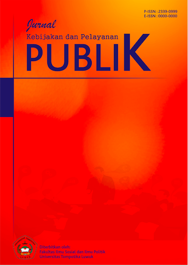 					View Vol. 11 No. 1 (2023): Jurnal Kebijakan Dan Pelayanan Publik
				